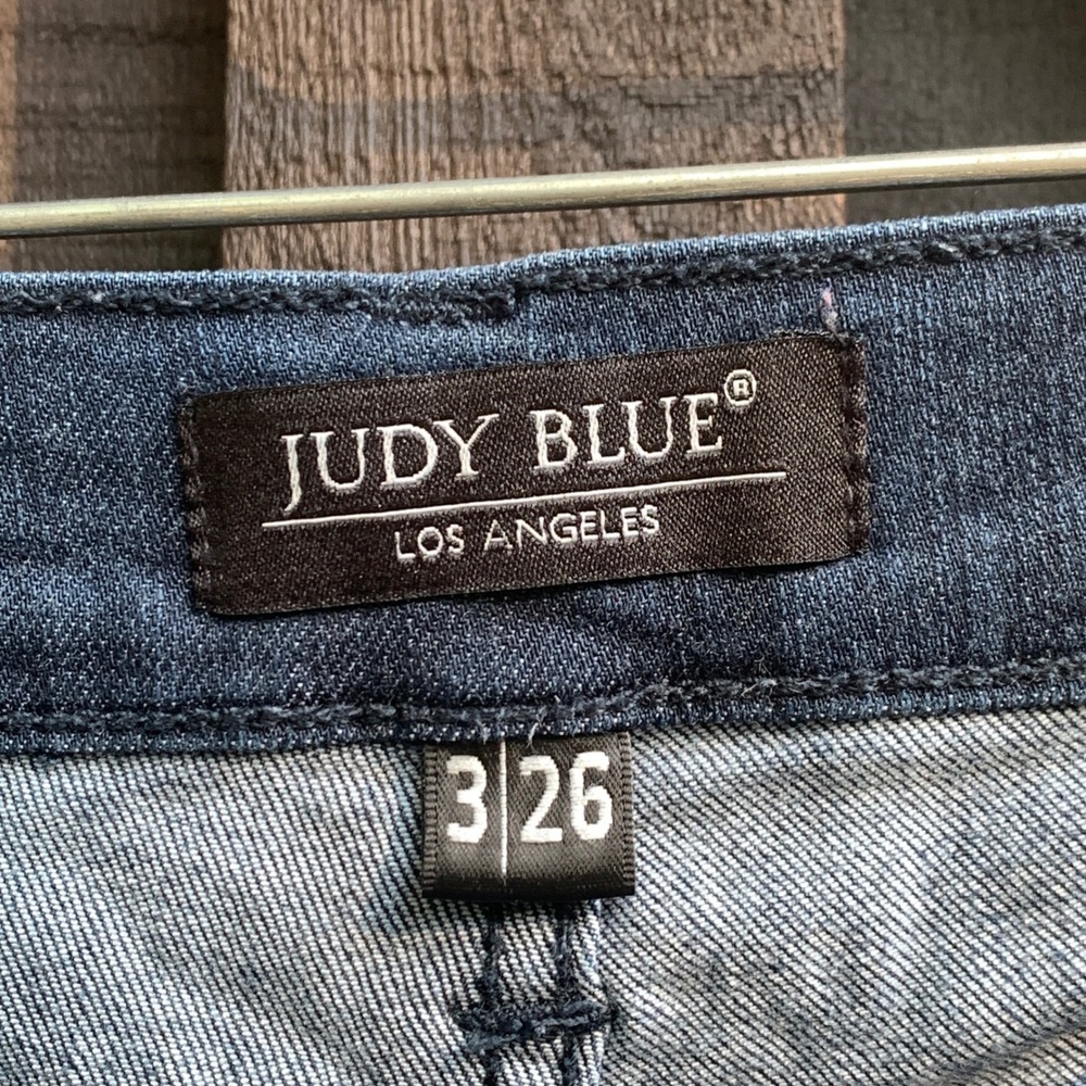 Judy Blue Jeans Women's 3/26 Blue Wash Stretch Skinny Distressed Mid Rise - Picture 11 of 15